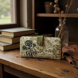 NOTW "Not of This World" Green and Black Floral Wallet